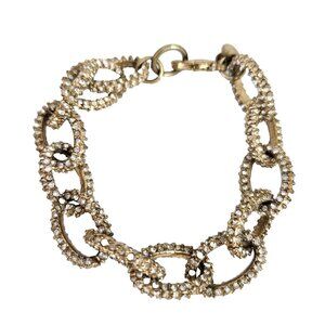 J.Crew Gold Tone Clear Pave Rhinestone Chunky Oval Link Bracelet 7.5"